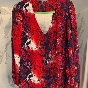 Aqua Multi Print V Neck Dress